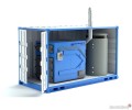 Kocioł na słomę i biomasę AgroWarmer 250 KW w kontenerze. Widok z przodu.