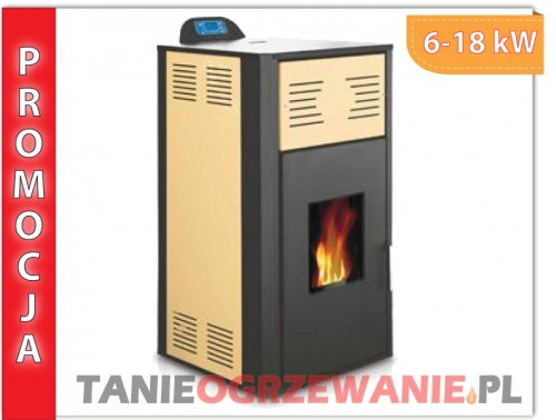 Kominek wodny na pellet 12 kW z płaszczem wodnym.