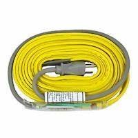 Osprzęt Logatherm: żółte kable grzewcze i szare przewody CAN-BUS zwinięte w zwoju.