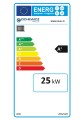Etykieta energetyczna kotła Biowarmer 26 kW: klasa A+, moc 25 kW.