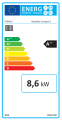 Etykieta energetyczna kotła Biopellet pro 8 kW Ferroli. Klasa energetyczna A++.