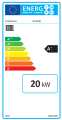 Etykieta energetyczna kotła c.o. zgazowującego drewno SLX 25 Attack: klasa A+, moc 20 kW.