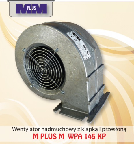 Wentylator WPA 145 KP z klapką i przesłoną do kotłów o mocy od 40 kW.