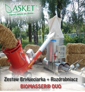 Zestaw Rozdrabniacz + Brykieciarka BIOMASSER® DUO typ BS214 80 kg/h. CENA NA ZAPYTANIE